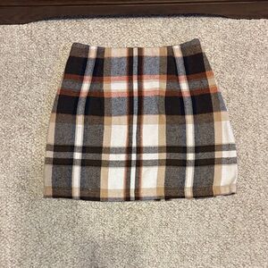 Plaid Women's Skirt in Black, Brown, and Cream
